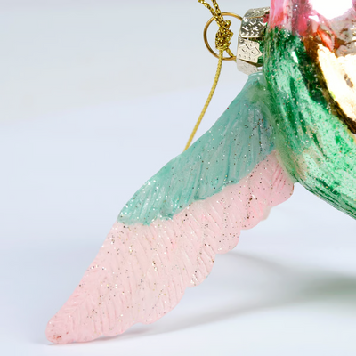 Colorful Hummingbird Glass Ornament
