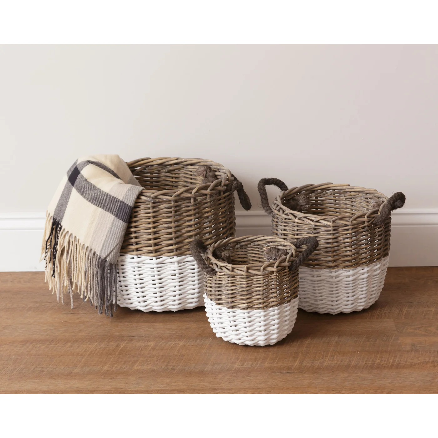 Set of 3 Two Tone Circular Baskets
