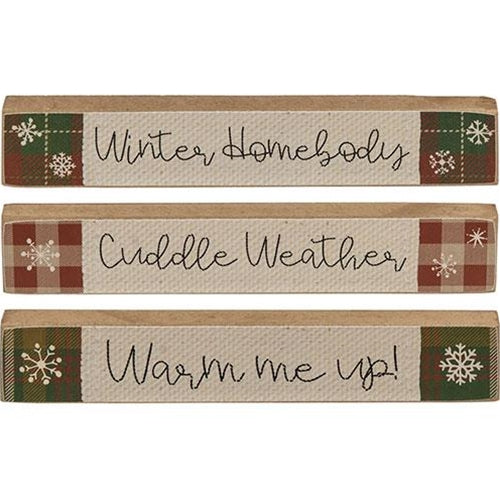 Set of 3 Winter Sentiments Mini Stick Signs