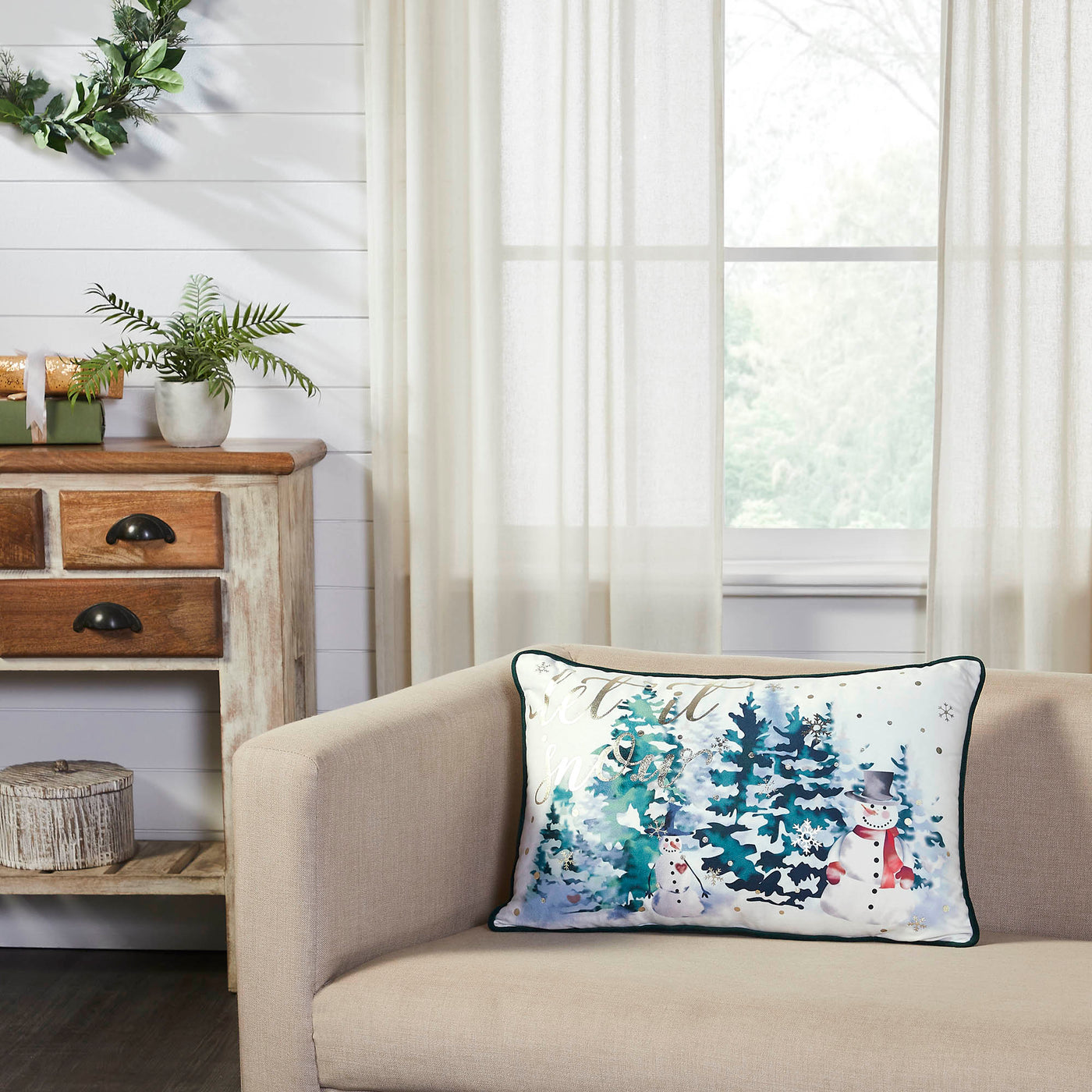 Let It Snow Snowmen and Trees Accent Pillow