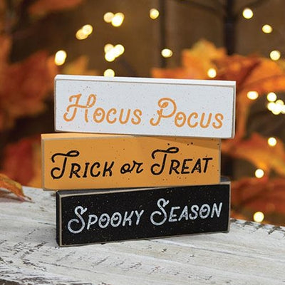 💙 Set of 3 Trick or Treat Splattered Halloween Skinny Mini Blocks