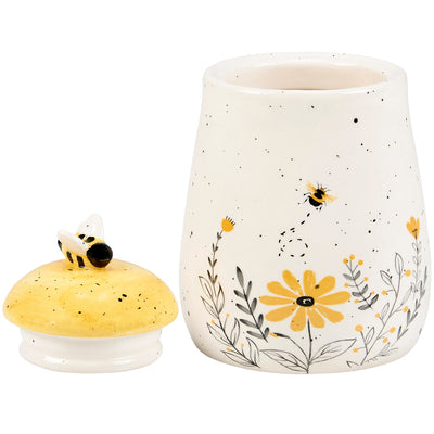 Bee and Yellow Wildflowers Sugar Bowl