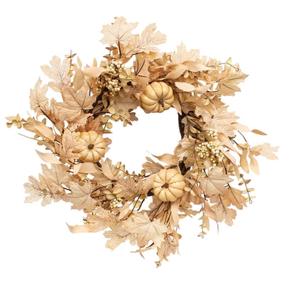 Natural Fall Leaves Berry Clusters & Eucalyptus 20" Faux Wreath
