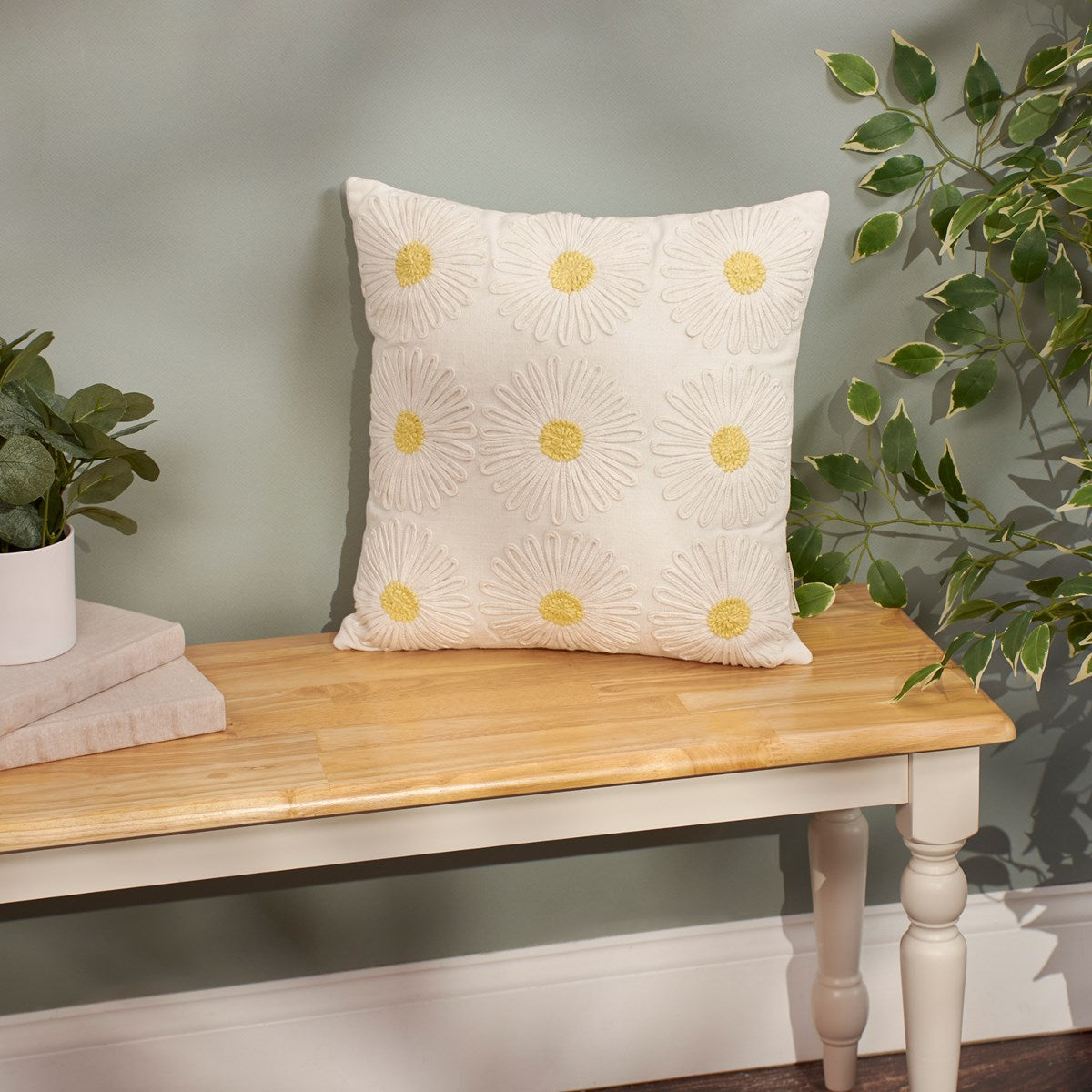 Crochet Daisies 16" Accent Pillow