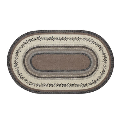 Floral Vine Jute 60" Oval Rug with Pad