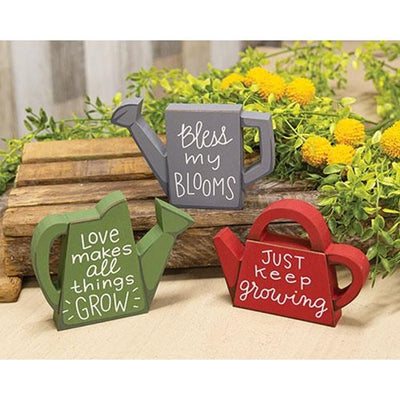 💙 Set of 3 Inspirational Watering Can Wooden Sitter Signs