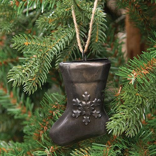 💙 Snowflake Embossed Metal Stocking Ornament