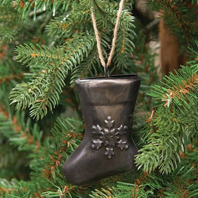 Snowflake Embossed Metal Stocking Ornament