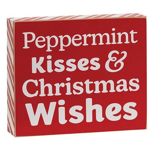 🎄💙 Peppermint Kisses & Christmas Wishes 5" Mini Box Sign