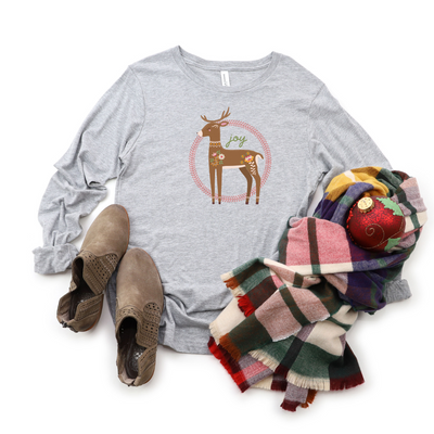 Joy Deer Long Sleeve Cozy Christmas Tee