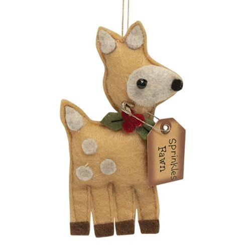 Sprinkles Fawn Felt Christmas Ornament