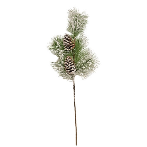 Snowfall Pine 35" Faux Evergreen Pick