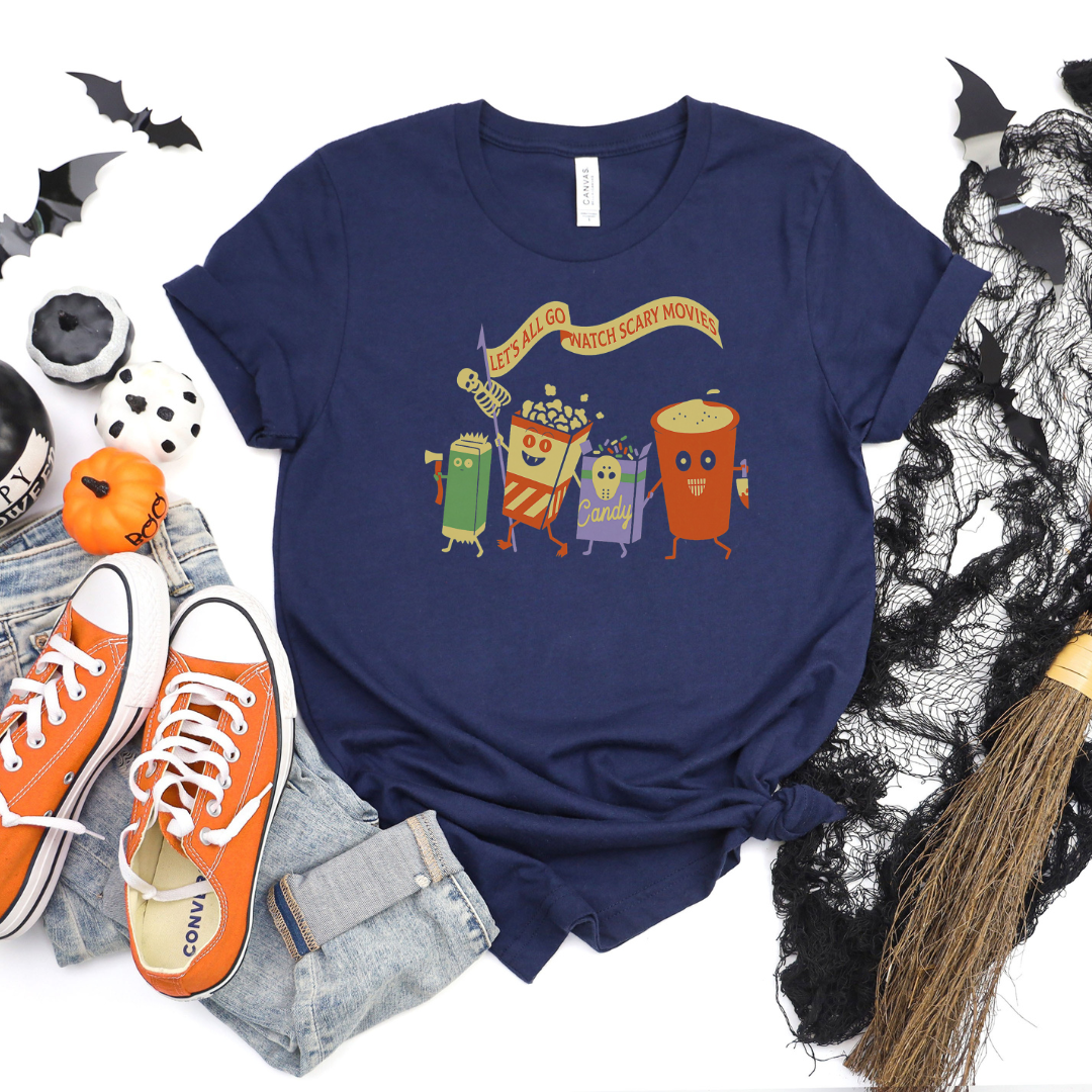 ⚡LABOR DAY WEEKEND Let's All Go Watch Scary Movies Halloween Cozy T-Shirt