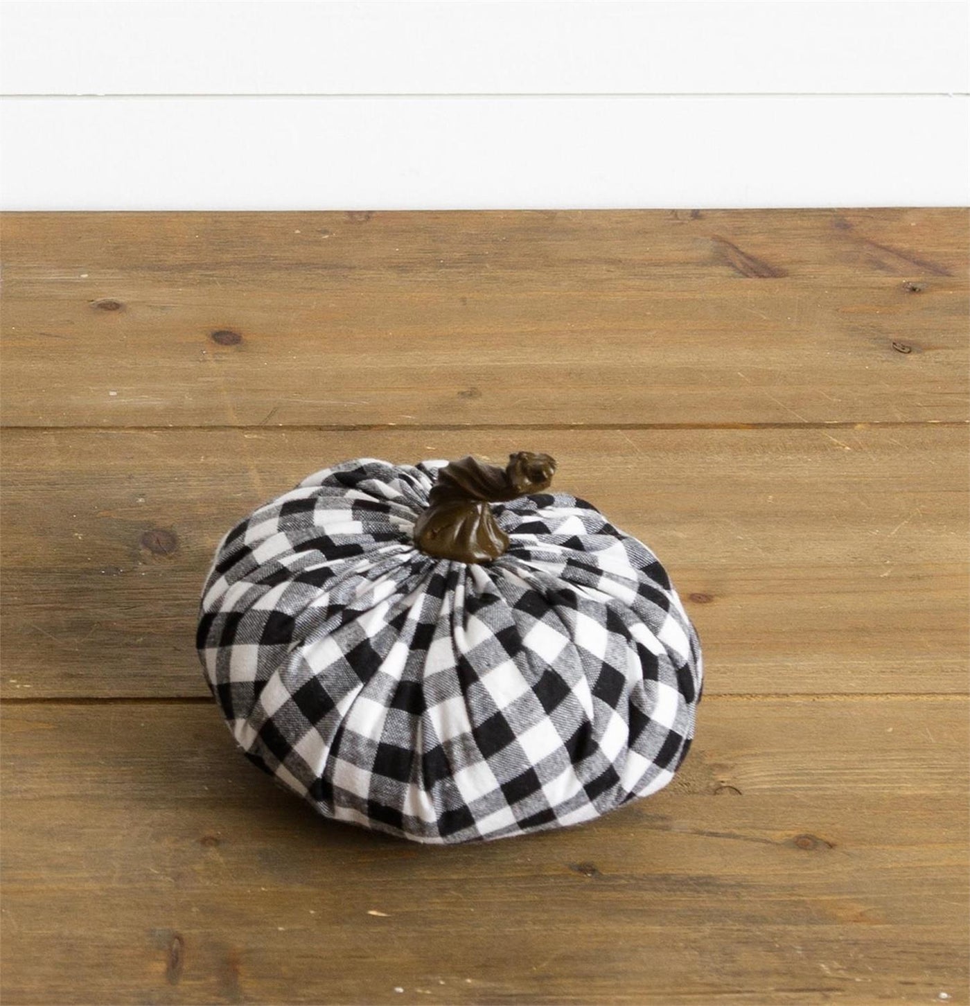 Black And White Plaid 4.5" Fabric Pumpkin