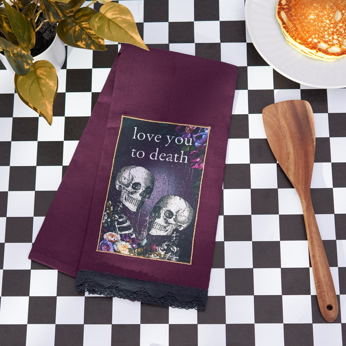 Love You To Death Skeleton Kitchen Towel