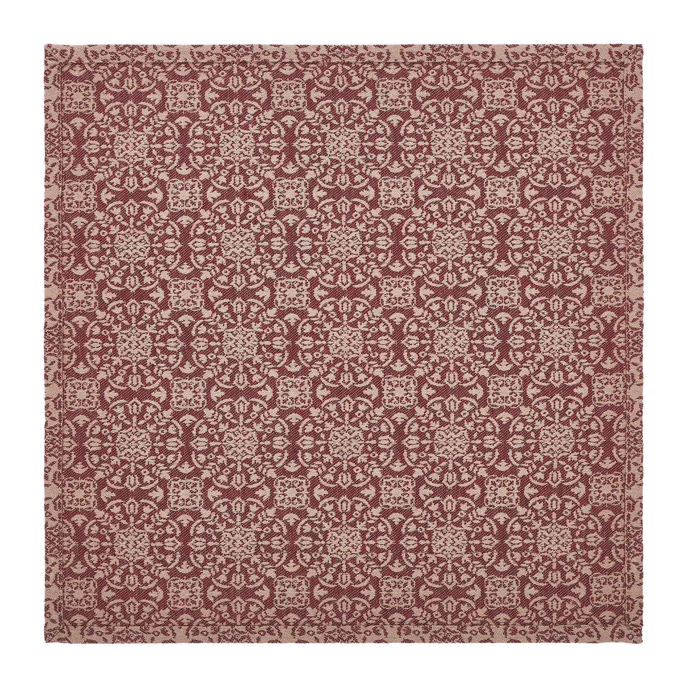 Custom House Burgundy Tan Jacquard 20" Square Table Topper