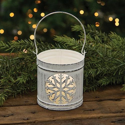 💙 Cottage Chic Metal Snowflake Votive Lantern