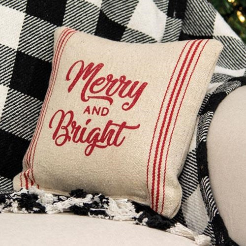 Merry & Bright Red Striped 10" Accent Pillow