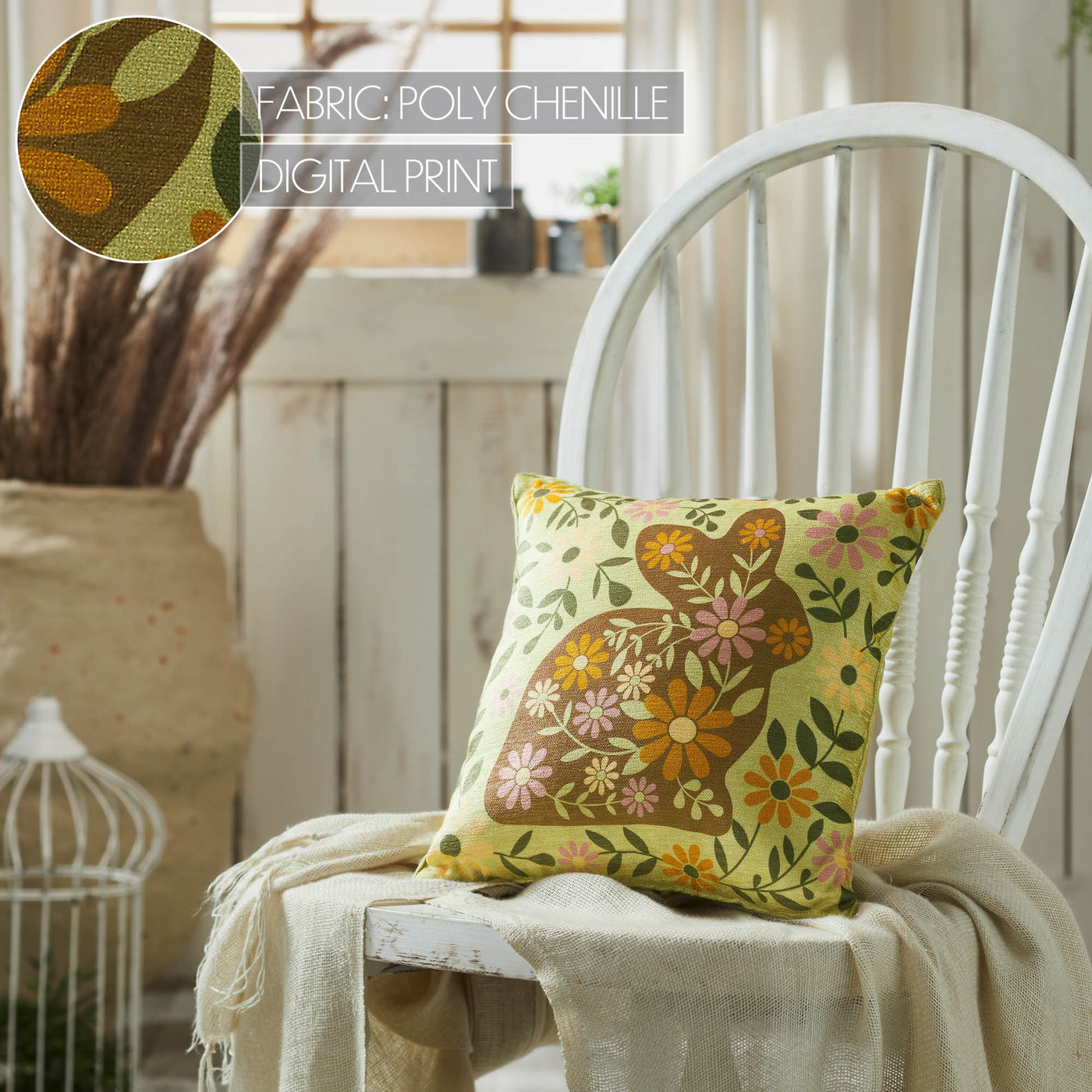 Bunny Hop Floral 12" Accent Pillow