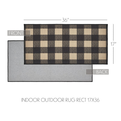 Black Check Indoor/Outdoor 36" Rectangle Rug