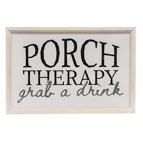 Porch Therapy Grab A Drink 17.5" White Framed Sign