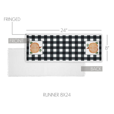 Annie Black Check Pumpkin Table Runner 8" x 24"