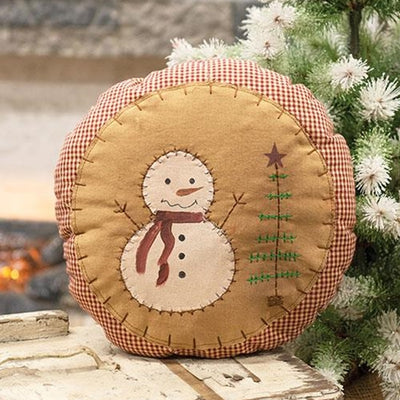 💙 Primitive Gingham Snowman 9.5" Decorate Pillow