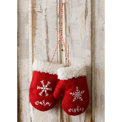 Warm Wishes Red Snowflake Mitten Ornament