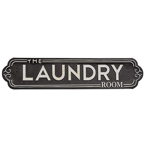 The Laundry Room Black Metal Sign 18"