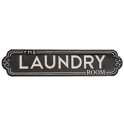 The Laundry Room Black Metal Sign 18"