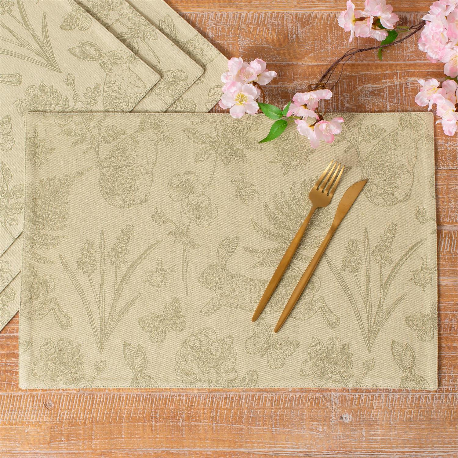 Set of 4 Rabbit And Fern Jacquard Placemats – Blueberry Lane Shop