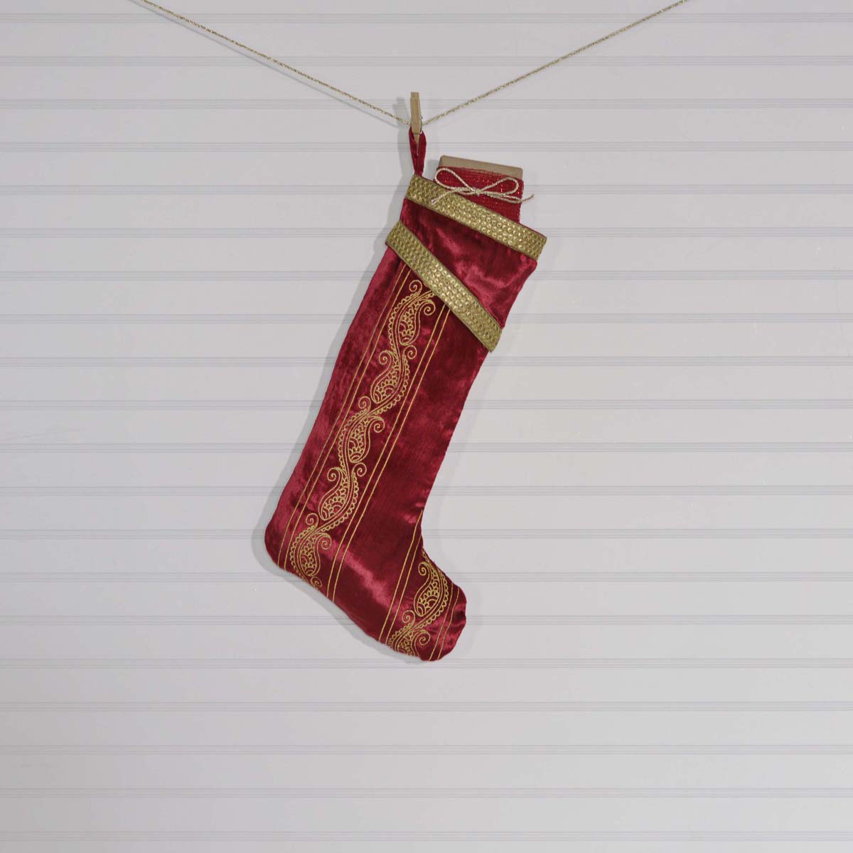 Yule Christmas Red and Gold 20" Stocking