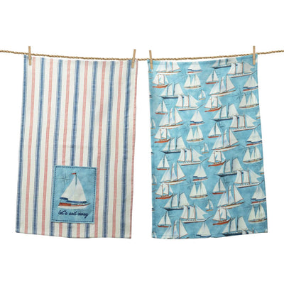 Set of 2 Let's Sail Away Tea Towels