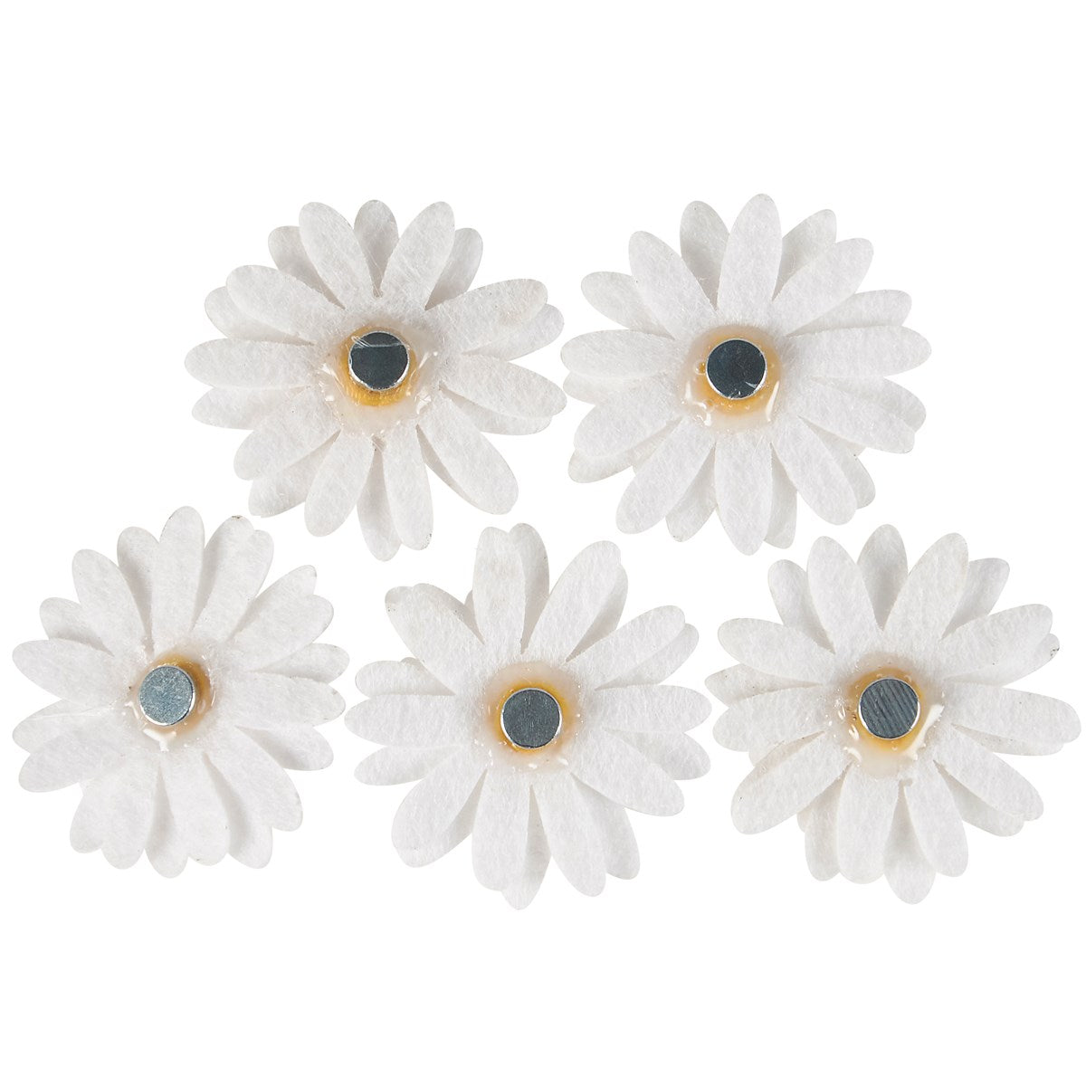 White Daisy Felt Magnets Set of 5