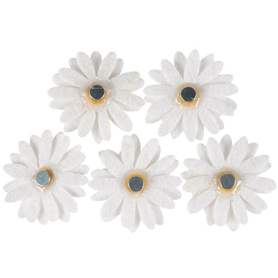 White Daisy Felt Magnets Set of 5