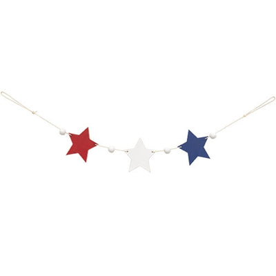 💙 Wooden Americana Stars & Beads Mini Garland