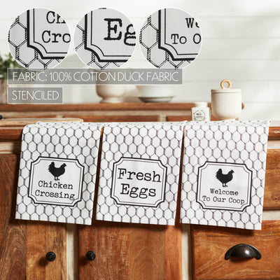 Set of 3 Down Home Chicken Crossing Tea Towels