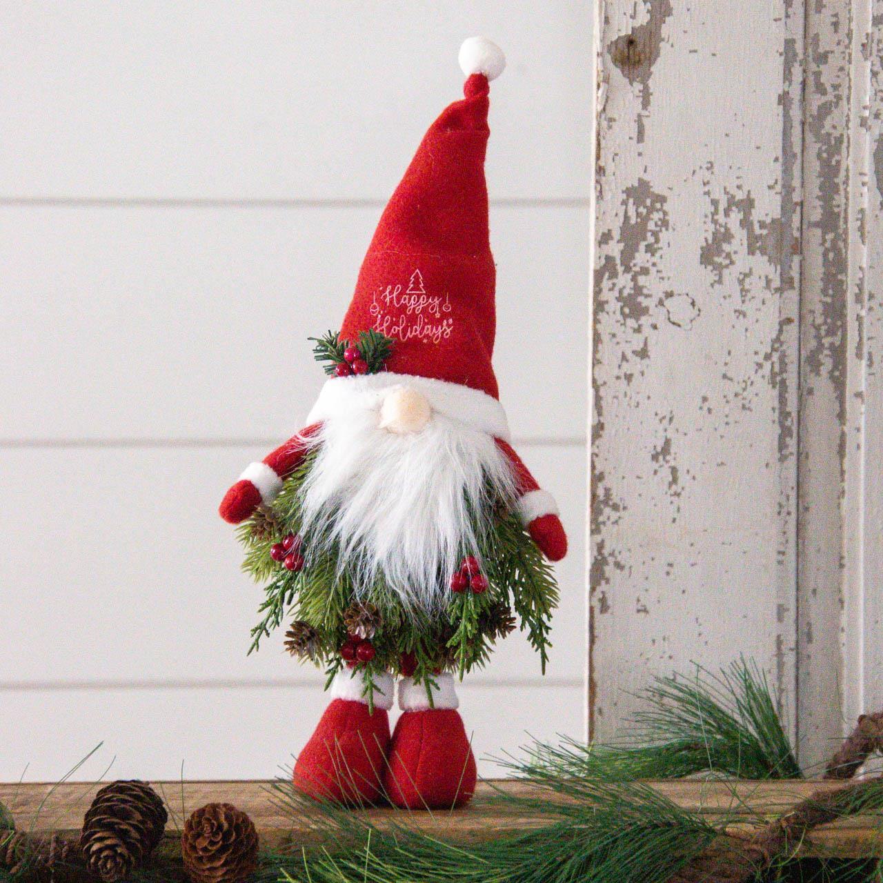 Happy Holidays Evergreen Body Gnome Figure