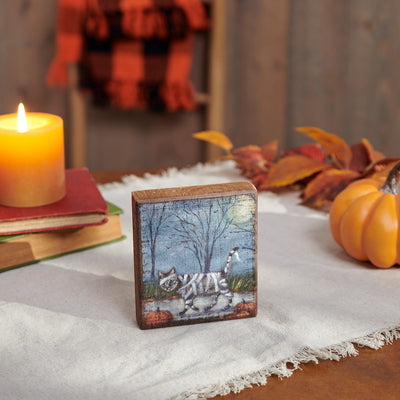 Cat Mummy 4.5" Small Halloween Block Sign