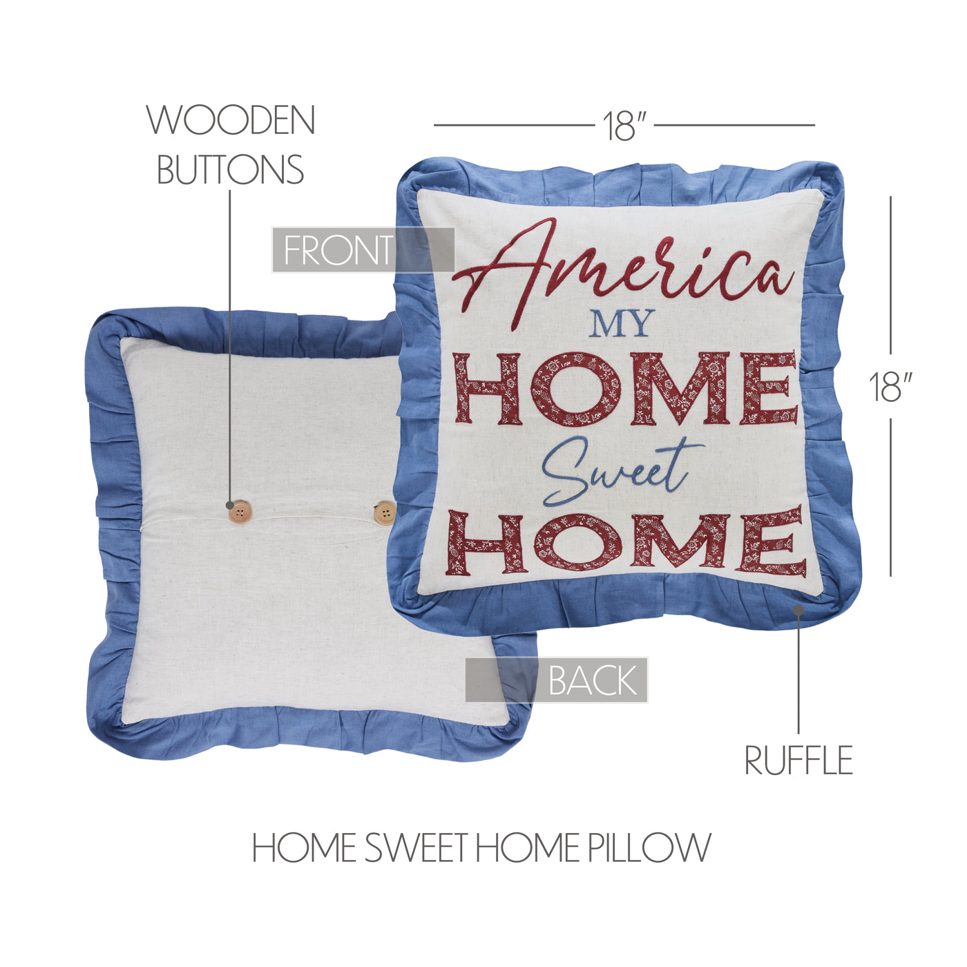 America MyHome Sweet Home 18" Accent Pillow