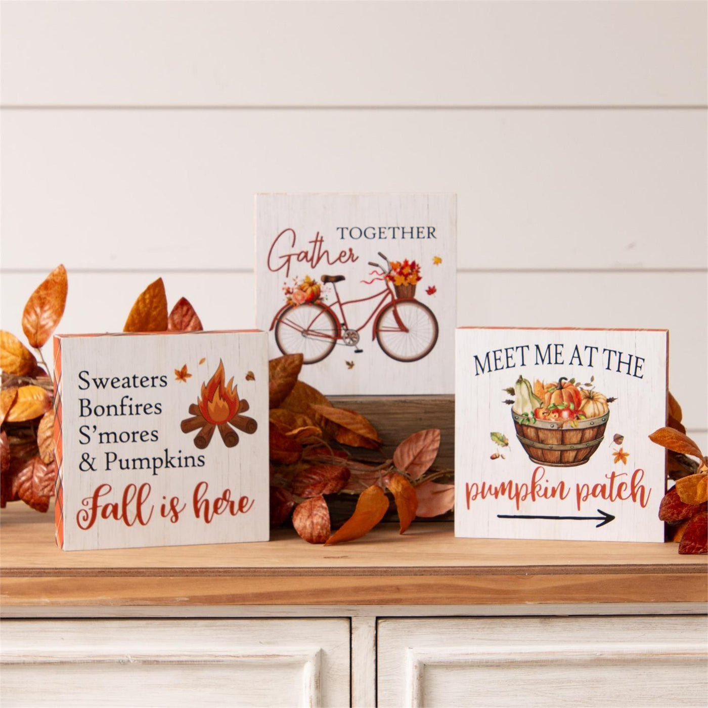 Set of 3 Fall Statements 6" Block Signs