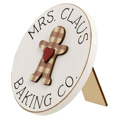 Mrs. Claus Baking Co 4" Circle Easel Sign