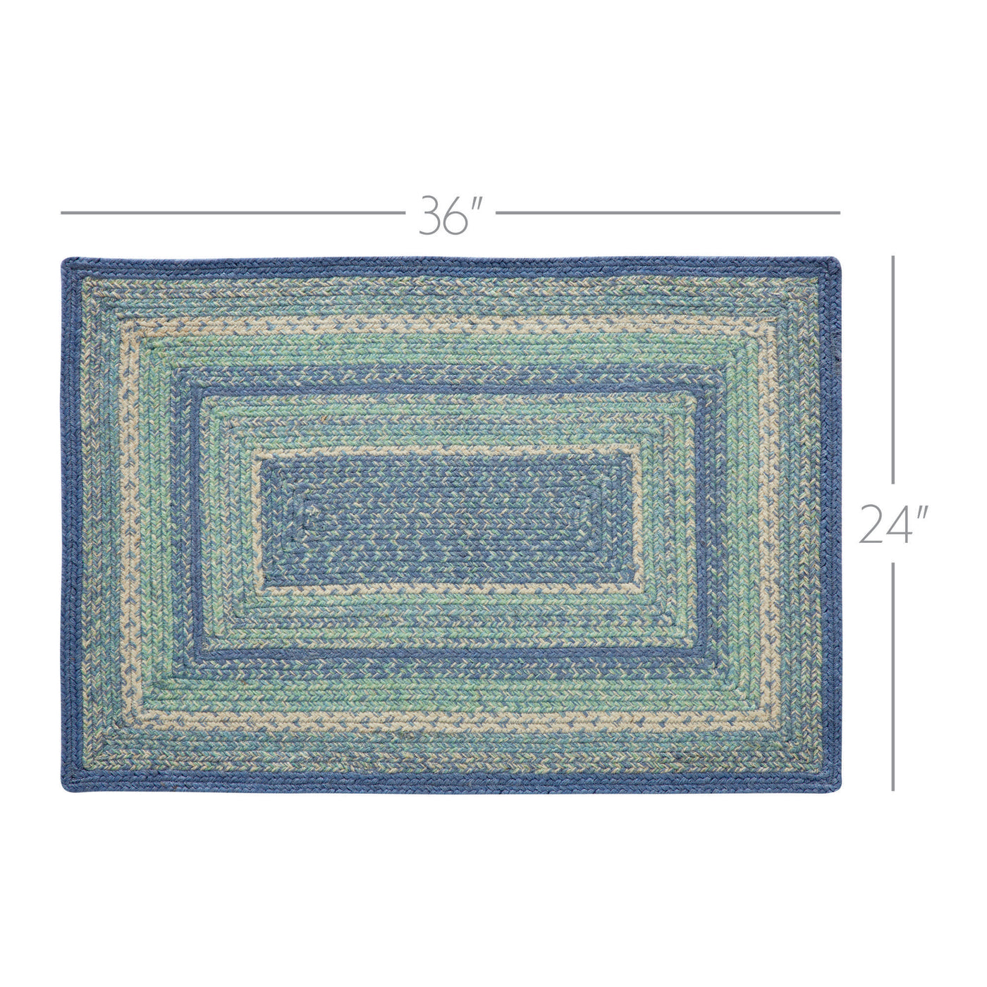 Jolie Jute Blue Shades Rectangular Rug With Pad 24" x 36"