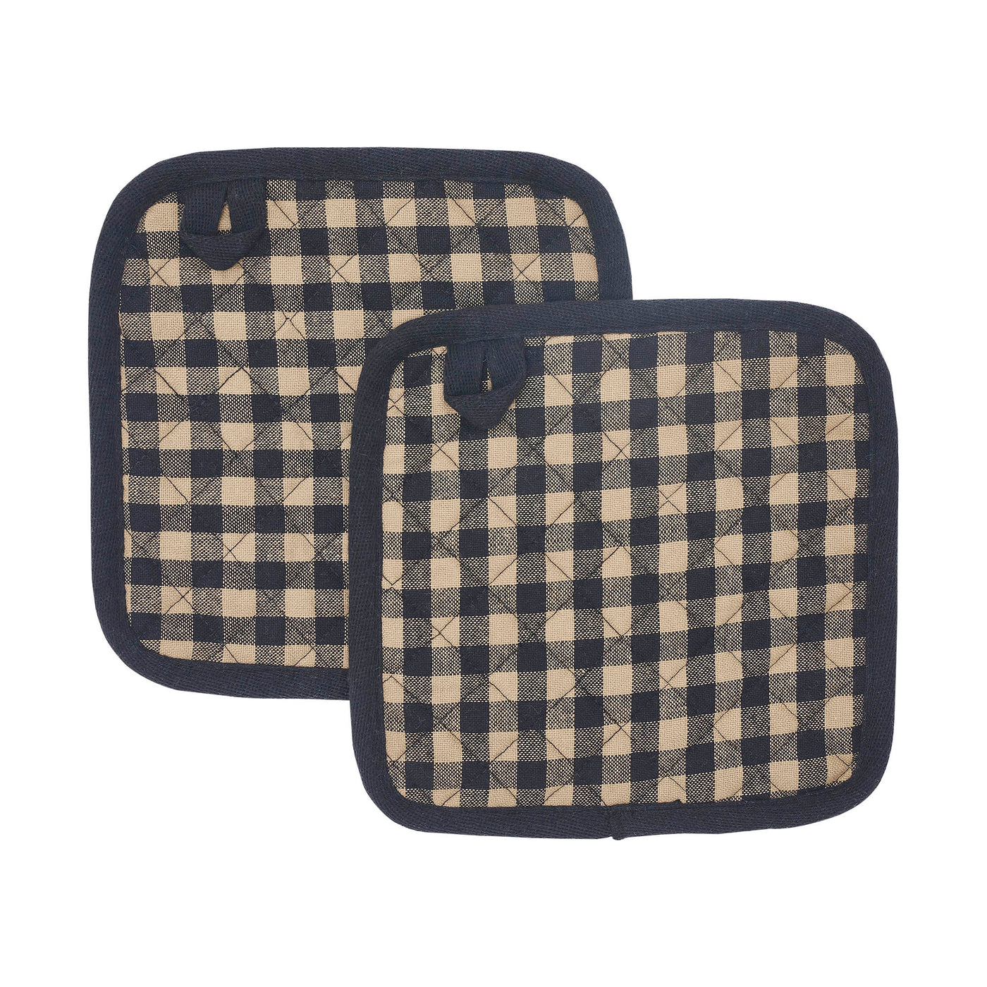 Set of 2 Black Check Pot Holders