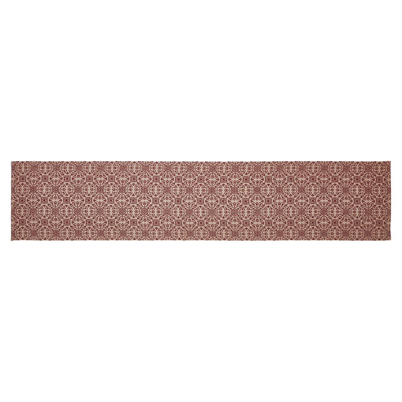 Custom House Burgundy Tan Jacquard 60" Table Runner