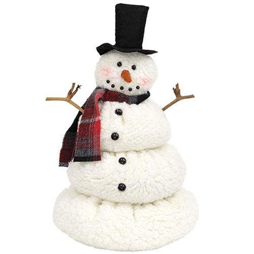 Melting Snowman with Top Hat & Plaid Scarf 12"H