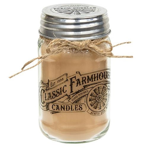 DAY 12🌼🍉 14 SCENTFUL DAYS Peach Cobbler Classic Farmhouse 14 oz Mason Jar Candle