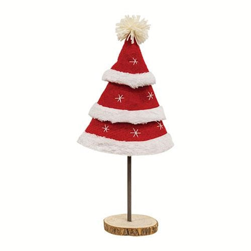 💙 Santa Tiered Felted Tree Red and White 14" H