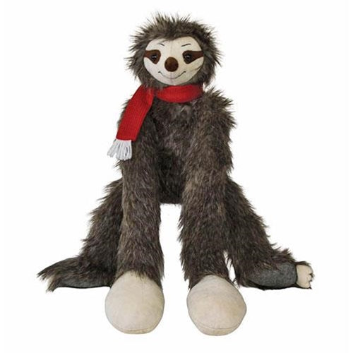 Sloth with Red Winter Scarf Hanging Arms Plush Animal