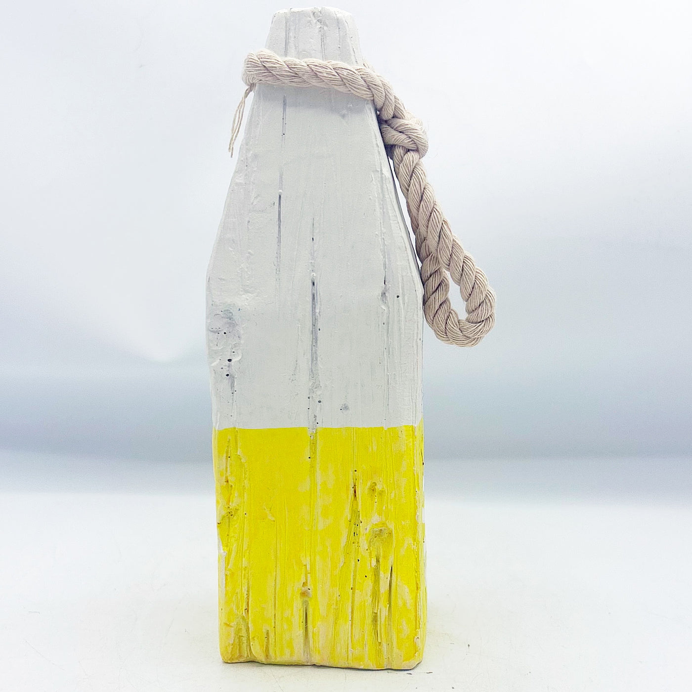 💙 White and Yellow Decorative Buoy Resin 8" H